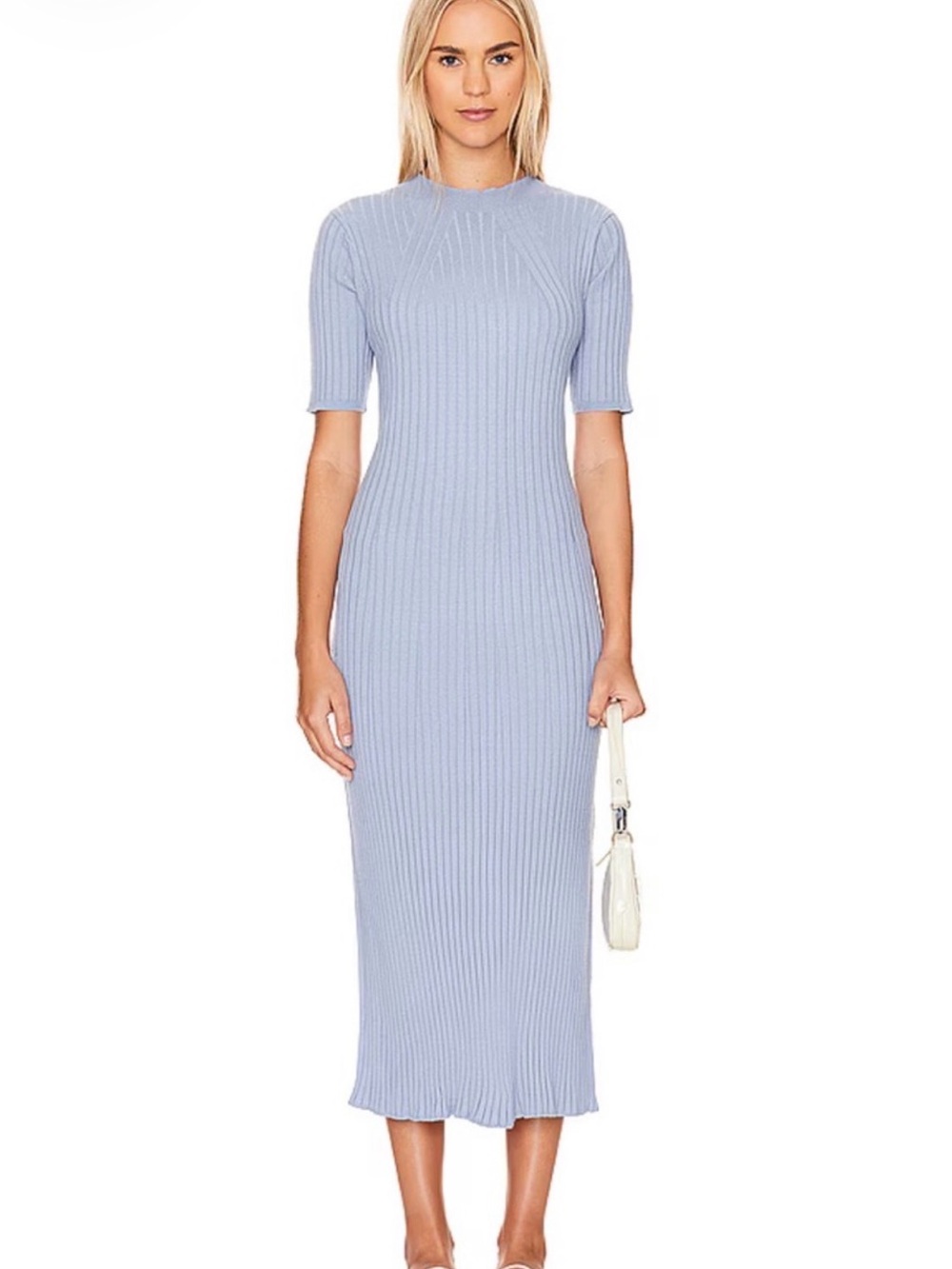 NWOT Varley Maeve Ribbed Midi Dress in Pale Blue S